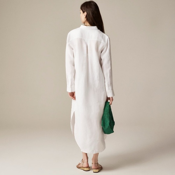 NWT!! J. CREW Tunic Shirtdress Linen Solid White Dress Shirt Dress Medium - Picture 16 of 16